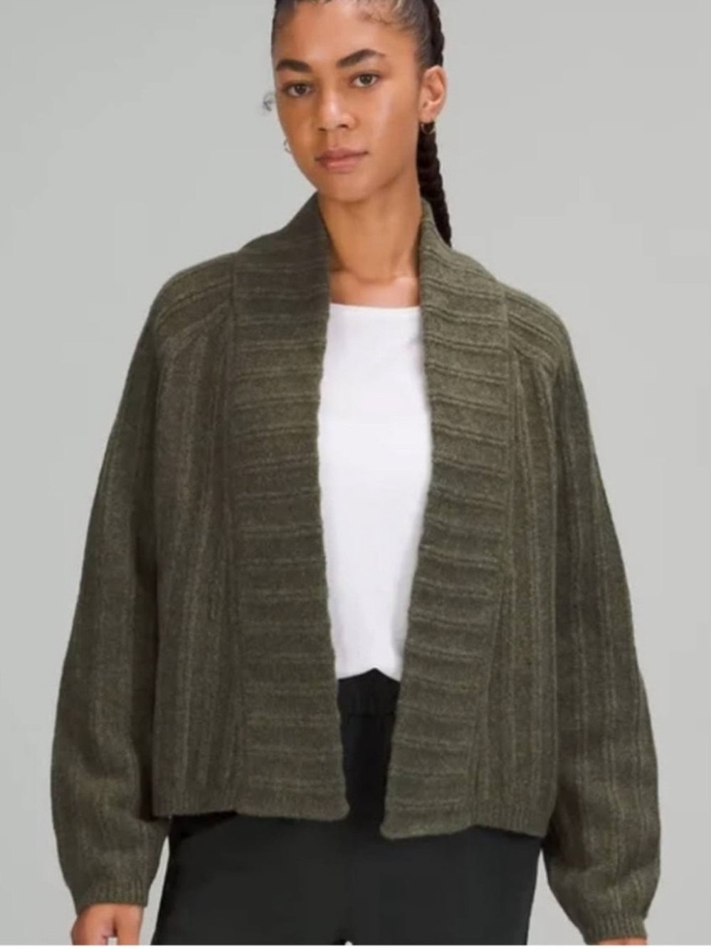 lululemon athletica wool blend open-front cardigan